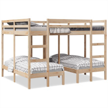 Berkfield Triple Bunk Bed Frame 160x200/80x160 cm Solid Wood Pine