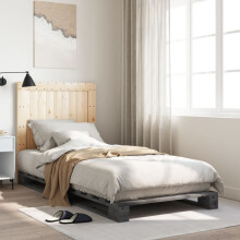 Berkfield Bed Frame without Mattress Grey 90x200 cm Solid Wood Pine