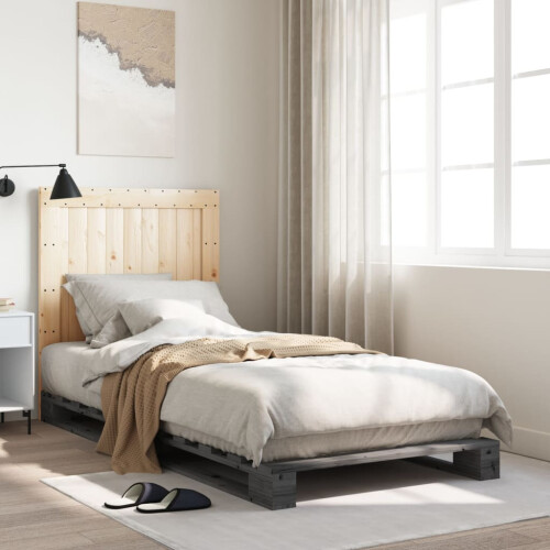 Berkfield Bed Frame without Mattress  Grey 90x200 cm Solid Wood Pine