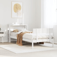 Berkfield Bed Frame without Mattress White 75x190 cm Small Single Solid Wood Pine