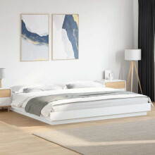 Berkfield Bed Frame with LED Lights without Mattress White 180x200cm