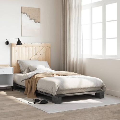 Berkfield Bed Frame without Mattress  Grey 100x200 cm Solid Wood Pine