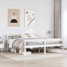 Berkfield Senior Bed with Headboard without Mattress White 200x200 cm