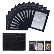 1000 Pack 6x9 Inch Black Matte Smell Proof Mylar Bags with Clear Window Resealable Food Storage