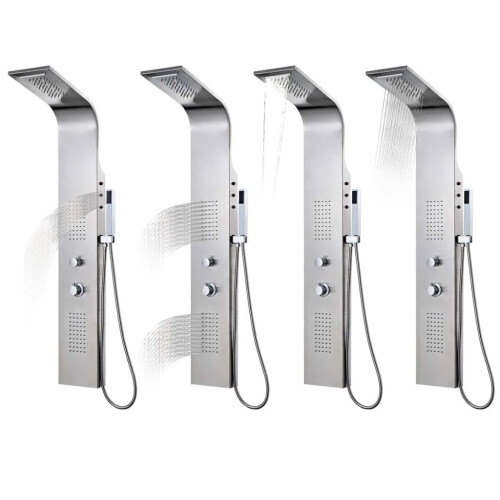 Berkfield Shower Panel System Stainless Steel Curved 2