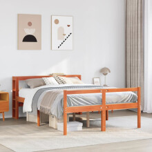 Berkfield Bed Frame with Headboard without Mattress Wax Brown 120x190 cm Small Double