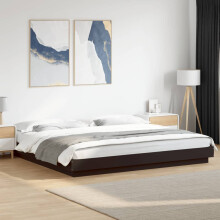 Berkfield Bed Frame with LED Lights without Mattress Black 200x200cm
