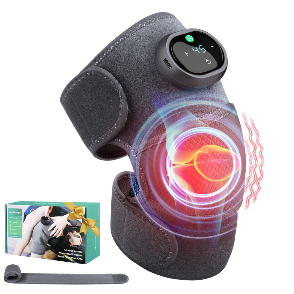 Wireless Knee Heating Massager with Heat Vibration Therapy, 3in1 Relief for Knee Shoulder Elbow Pain