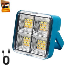 Rechargeable Flashlight  Lumen LED Work Light Solar and USB Powered Waterproof Magnetic Floodlight for Camping Outdoor Blue