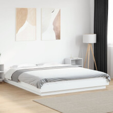 Berkfield Bed Frame with LED Lights without Mattress White 160x200cm