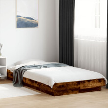 Berkfield Bed Frame with LED Lights without Mattress Smoked Oak 90x190cm