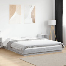 Berkfield Bed Frame with LED Lights without Mattress Grey Sonoma 150x200cm