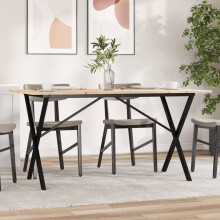 Berkfield Dining Table X-Frame 160x80x75 cm Solid Wood Pine and Steel