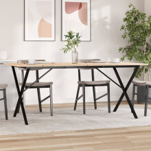 Berkfield Dining Table X-Frame 180x90x75 cm Solid Wood Pine and Steel