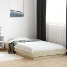 Berkfield Bed Frame with LED Lights without Mattress Sonoma Oak 90x190cm