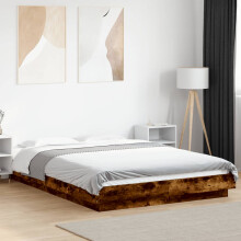 Berkfield Bed Frame without Mattress Smoked Oak 140x190 cm