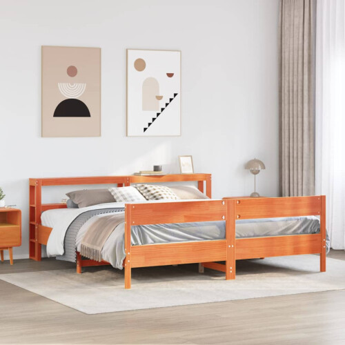 Berkfield Bed Frame without Mattress Wax Brown 200x200 cm Solid Wood Pine