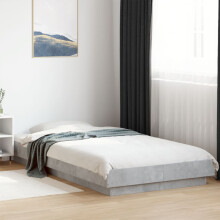 Berkfield Bed Frame with LED Lights without Mattress Concrete Grey 90x190cm