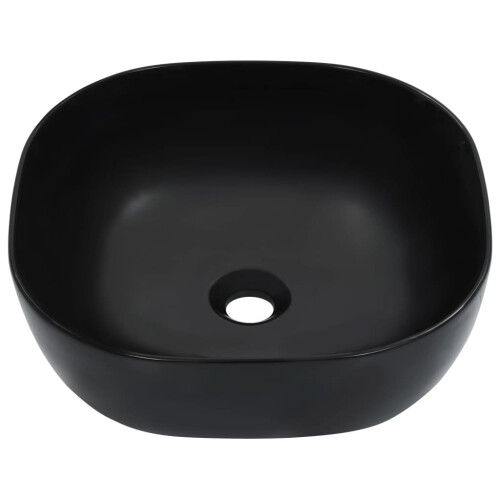 Berkfield Wash Basin 42.5x42.5x14.5 cm Ceramic Black 1