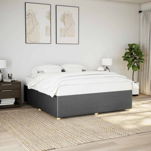 Berkfield Bed Frame without Mattress Dark Grey Super King Fabric