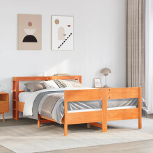 Berkfield Bed Frame without Mattress Wax Brown 135x190 cm Double Solid Wood Pine