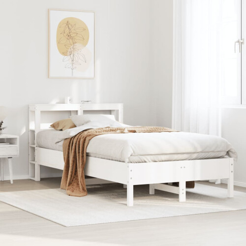Berkfield Bed Frame without Mattress White 75x190 cm Small Single Solid Wood Pine
