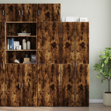 Berkfield Slim Storage Cabinet Smoked Oak 50x42.5x225 cm Engineered Wood