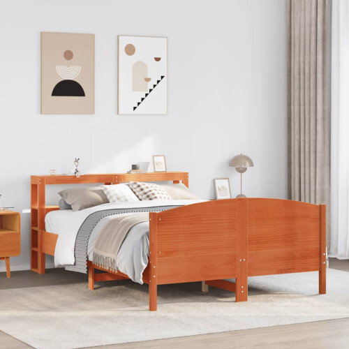 Berkfield Bed Frame without Mattress Wax Brown 120x190 cm Small Double Solid Wood Pine