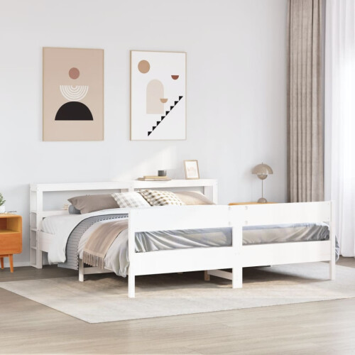 Berkfield Bed Frame without Mattress White 180x200 cm Super King Solid Wood Pine