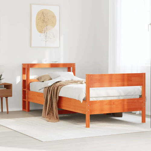 Berkfield Bed Frame without Mattress Wax Brown 75x190 cm Small Single Solid Wood Pine