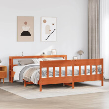 Berkfield Bed Frame without Mattress Wax Brown 180x200 cm Super King Solid Wood Pine
