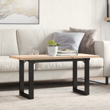 Berkfield Coffee Table O-Frame 90x40x45.5 cm Solid Wood Pine and Steel
