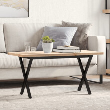 Berkfield Coffee Table X-Frame 100x50x45.5 cm Solid Wood Pine and Steel
