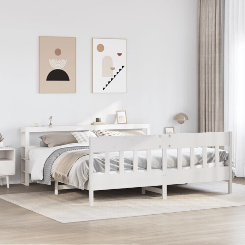 Berkfield Bed Frame without Mattress White 180x200 cm Super King Solid Wood Pine