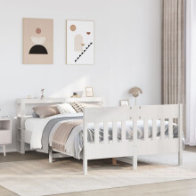 Berkfield Bed Frame without Mattress White 150x200 cm King Size Solid Wood Pine