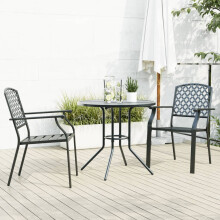 Berkfield Stackable Garden Chair Set 3 pcs Anthracite Powder-coated Steel