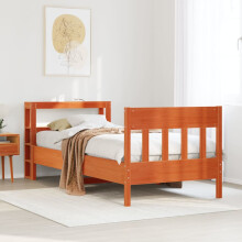 Berkfield Bed Frame without Mattress Wax Brown 75x190 cm Small Single Solid Wood Pine