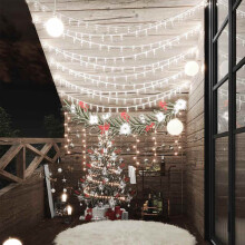 Berkfield Globe Fairy String Lights 20m 200 LED Cold White 8 Function