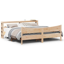 Berkfield Bed Frame with Headboard 180x200 cm Super King Solid Wood Pine