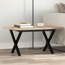 Berkfield Coffee Table X-Frame 80x50x40.5 cm Solid Wood Pine and Steel
