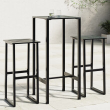 Berkfield 3 Piece Garden Bar Set Black Powder-coated Steel