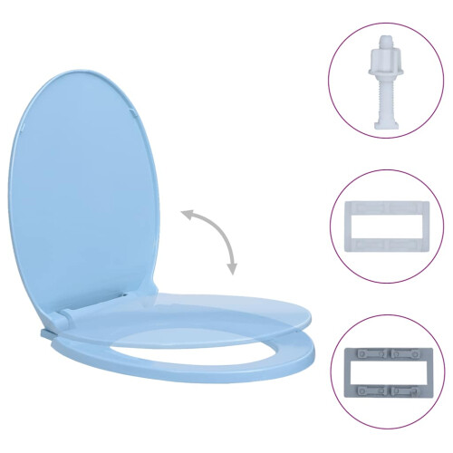 Berkfield Soft-Close Toilet Seat Blue Oval 1
