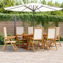 Berkfield 7 Piece Garden Dining Set Cream White Fabric and Solid Wood