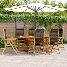 Berkfield 7 Piece Garden Dining Set Black Polypropylene and Solid Wood