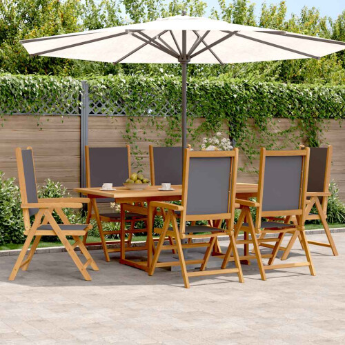 Berkfield 7 Piece Garden Dining Set Anthracite Fabric and Solid Wood