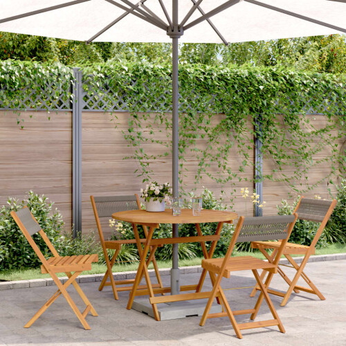 Berkfield 5 Piece Garden Dining Set Grey Polypropylene and Solid Wood