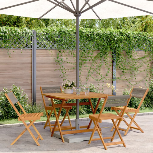 Berkfield 5 Piece Garden Dining Set Grey Polypropylene and Solid Wood