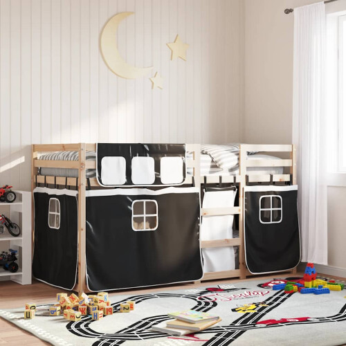 Berkfield Bunk Bed without Mattress White&Black 90x200 cm Solid Wood Pine