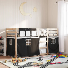 Berkfield Bunk Bed without Mattress White&Black 90x190 cm Single Solid Wood Pine