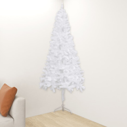 Berkfield Corner Artificial Christmas Tree White 240 cm PVC